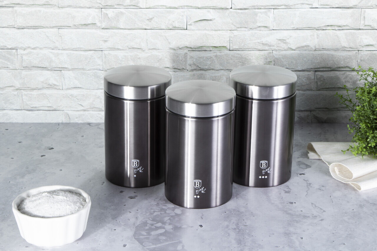 Set 3 recipiente depozitare Berlinger Haus, Carbon Pro, 11x17.8 cm, inox, gri inchis/argintiu - imagine 6